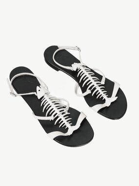 Giuseppe Zanotti White Fishbone Flat Sandals